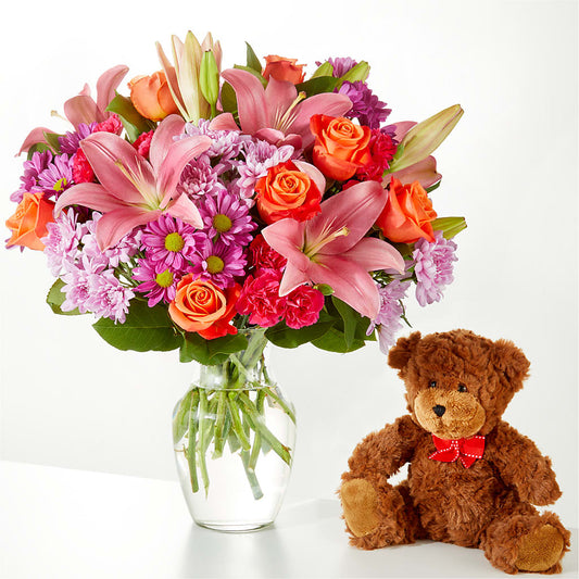 Bouquet et ours unique