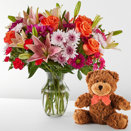 Bouquet et ensemble ours « Voici ce que je te regarde »
