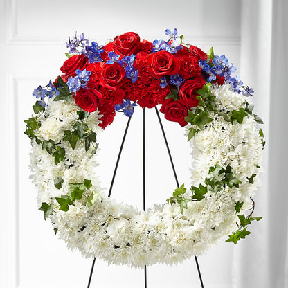 Patriotic Passion Wreath – CASSIDY'S FLOWERS, Newmarket ON
