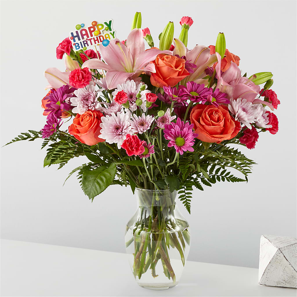 Bouquet Lumière de ma vie et décoration « Joyeux anniversaire »