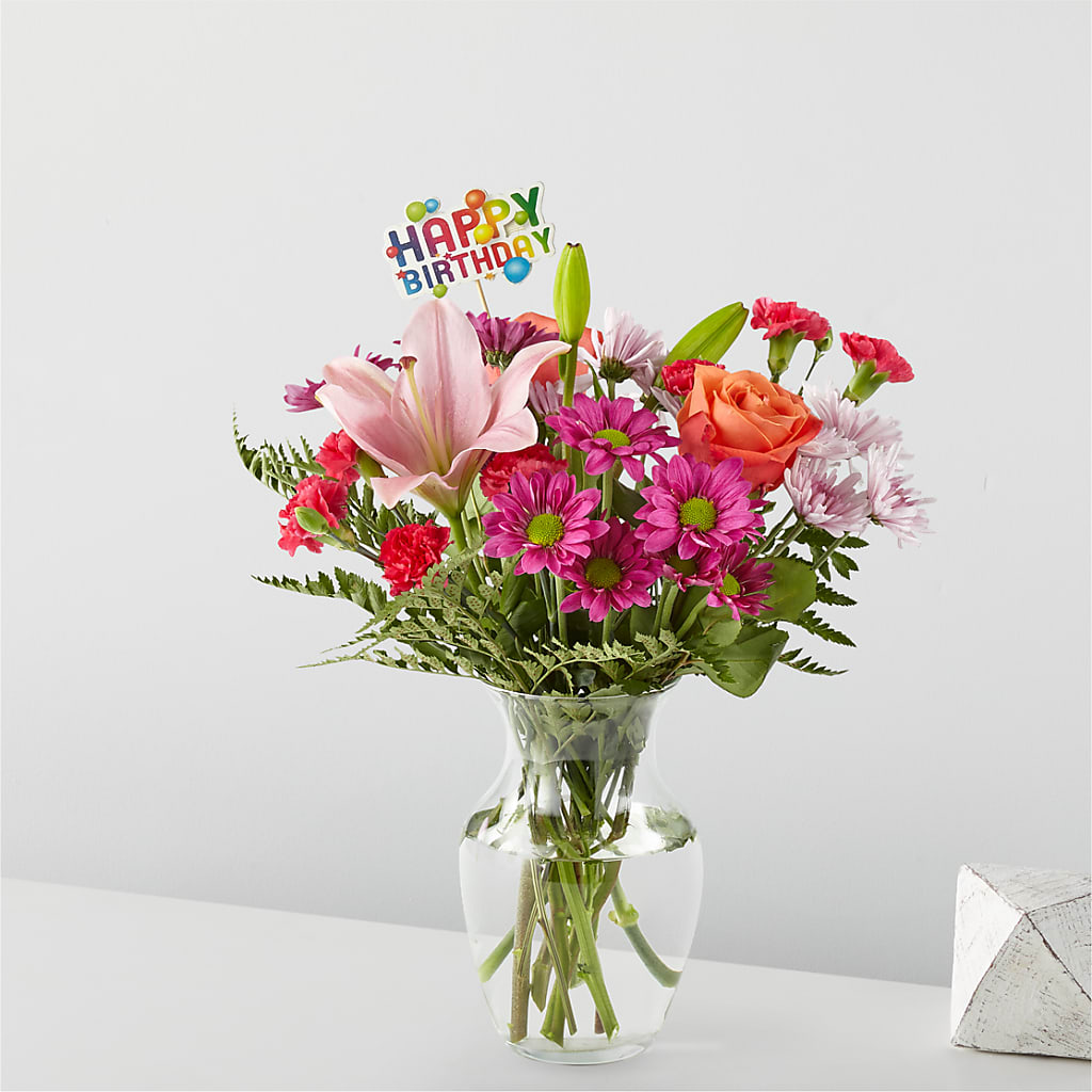 Bouquet Lumière de ma vie et décoration « Joyeux anniversaire »