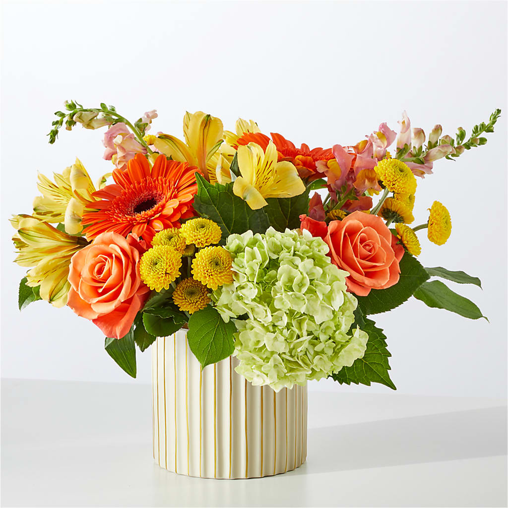 Autumn Sunshine Bouquet with Ivory Vase – CASSIDY'S FLOWERS, Newmarket ON