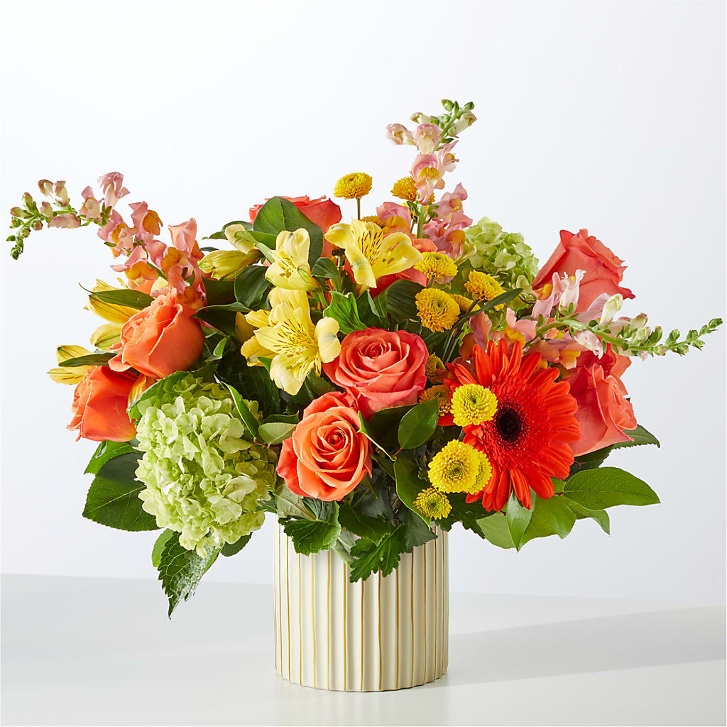 Autumn Sunshine Bouquet with Ivory Vase – CASSIDY'S FLOWERS, Newmarket ON