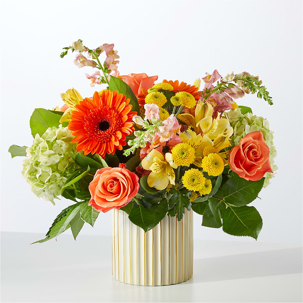 Autumn Sunshine Bouquet with Ivory Vase – CASSIDY'S FLOWERS, Newmarket ON