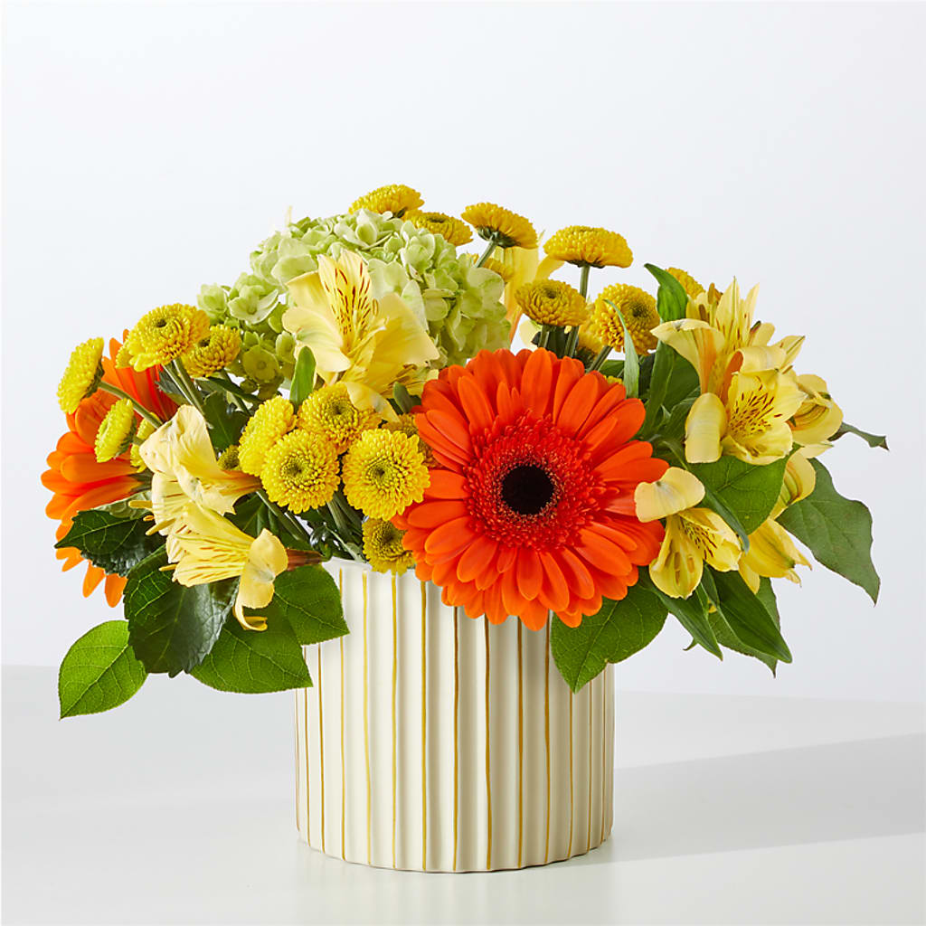 Autumn Sunshine Bouquet with Ivory Vase – CASSIDY'S FLOWERS, Newmarket ON