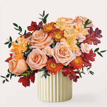 Spiced Latte Bouquet with Ivory Vase – CASSIDY'S FLOWERS, Newmarket ON
