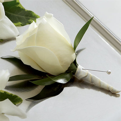 White Rose Boutonniere – CASSIDY'S FLOWERS, Newmarket ON